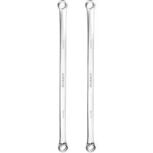 HARFINGTON 2pcs Double End Box Wrench 14 x 15 mm Metric 12 Point 0 Degree Offset Extra Long Double End Box Ratcheting Wrench CR-V Polished Long Spanner Tools for Repairs