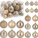 36 PCS Christmas Ball Decoration Set, Shatterproof Hanging Christmas Xmas Tree Ornaments, Indoor & Outdoor Decoration for Wreath and Party Decorations (Champagne)