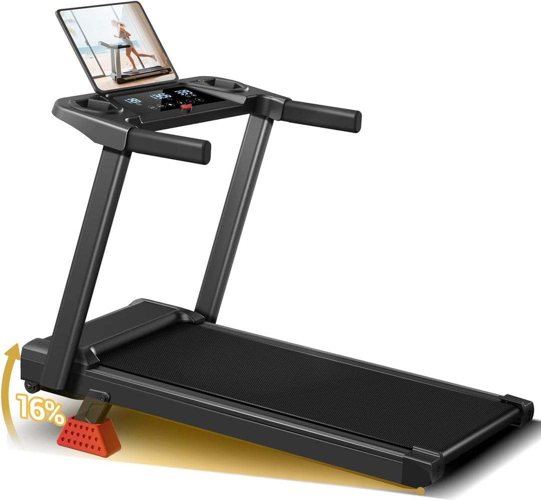 15% Incline Treadmill with Handle, 3-in-1 Portable Treadmills for Home and Office, Foldable Treadmills with 300 Lbs Weight Capacity, 3.0HP Quiet Walking Pad Treadmill, Three Screen