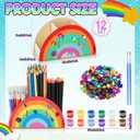 12 Pack Operation Christmas Paint Your Own Pen Holder Crafts Kit for Kids, Rainbow Wood Pencil Holder with Watercolor and Acrylic Diamonds, Unfinished Wood Pencil Box DIY Crafts