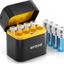 Rechargeable aa Batteries Lithium 8 Pack with Fast Charger,1.5V 3000mWh High Capacity aa Lithium Batteries,Constant Output Li-ion Double a Batteries Cycle Times up to 1600x (Charger+8Pack)