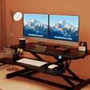 32 Inch Adjustable Height Standing Desk Converter with Keyboard Tray, Sit to Stand Workstation Riser for Laptop & Monitor, 44 lbs Capacity (Black)