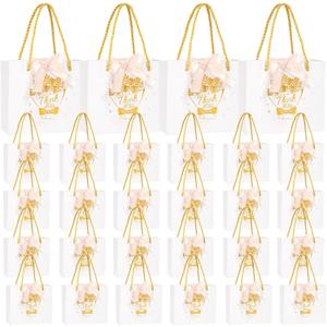 Fasmov White Gift Bags, 60 Pack Small Thank You Gift Bag with Handles, 5.5" x 2.5" x 4.7" Small Gift Bags with Bow Ribbon for Baby Shower, Wedding, Party Favor, Birthday
