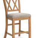 Signature Design by Ashley Havonplane Rustic Armless 25.63" Counter Height Upholstered Bar Stool with Foot Rest, Set of 1 Light Brown & Light Gray