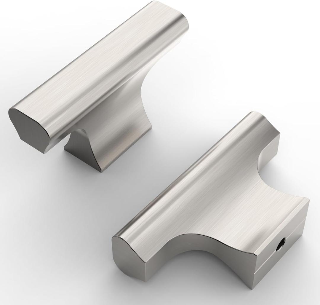 Asidrama 10 Pack Brushed Satin Nickel Kitchen Cabinet Knobs Dresser Knobs Drawer Knobs Single Hole Cabinet T Bar Pull Handles for Kitchen Wardrobe Cupboard