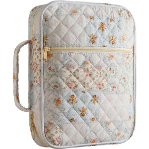 Bible Cover Case for Women,Bible Tote Bag Large Quilted Bible Cover with Durable Handle Carrying Case for Girls Bible Study Supplies Accessories,Christmas Christian Gifts for Women (Spliced Flower)