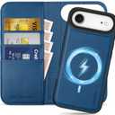 SHIELDON 2-in-1 Genuine Leather Case Wallet for iPhone Air 6.5-inch 5G | Detachable | Folio Magnetic Closure | Wireless Charging | RFID Blocking Card Holder | Kickstand | Shockproof | Royal Blue