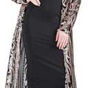 Women's Cardigan Sparkle Sequins Open Front Long Sleeve Cardigan Coat Dress for Evening Party (Black, XXXL)