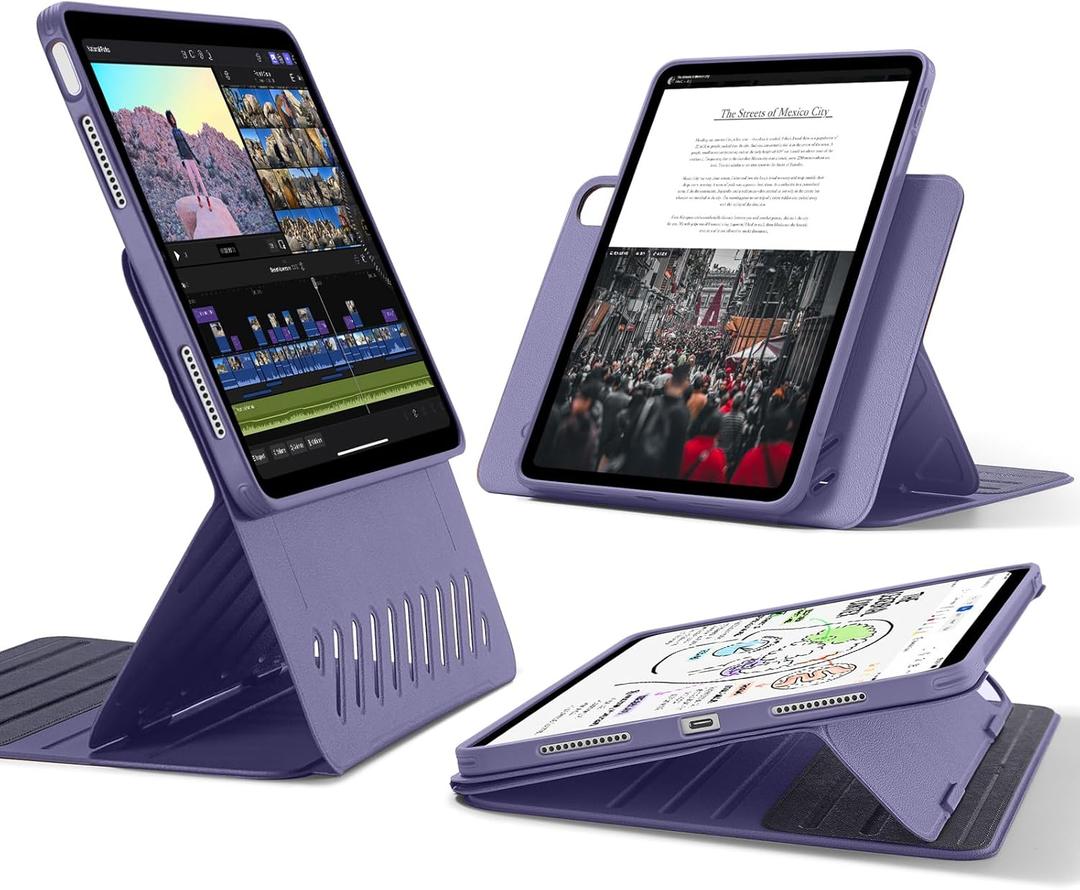 ESR for iPad Air 11 Inch Case M3/M2 (2025/2024), iPad Air 5th/4th Gen Case (2022/2020) 10.9 Inch, Removable Magnetic Cover, Adjustable Portrait/Landscape Stand, 9 Standing Angles, Purple