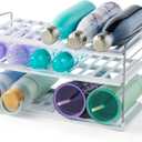 Water Bottle and Travel Mug Cabinet Organizer, Adjustable Storage Rack for Kitchen Organization, 3-Shelf Wide