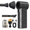 Compressed Air Duster & Handheld Vacuum, 100,000 RPM Electric Air Duster, 3-Speed Cordless Keyboard Cleaner, Rechargeable Mini Air Blower for PC, Computer, Camera and Car Detailing(Black)