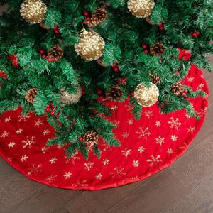 Mr. Pen- Christmas Tree Skirt 24 inches, Red Faux Fur Christmas Tree Skirts with Gold Snowflakes, 24 inch Tree Skirt