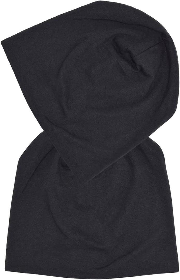 JHYWELL Cotton Beanie Hat Jersey Soft Skull Caps Lightweight Sleep Cap Running Beanies Light Weight Chemo Hat for Men & Women (Black 2 Pack)