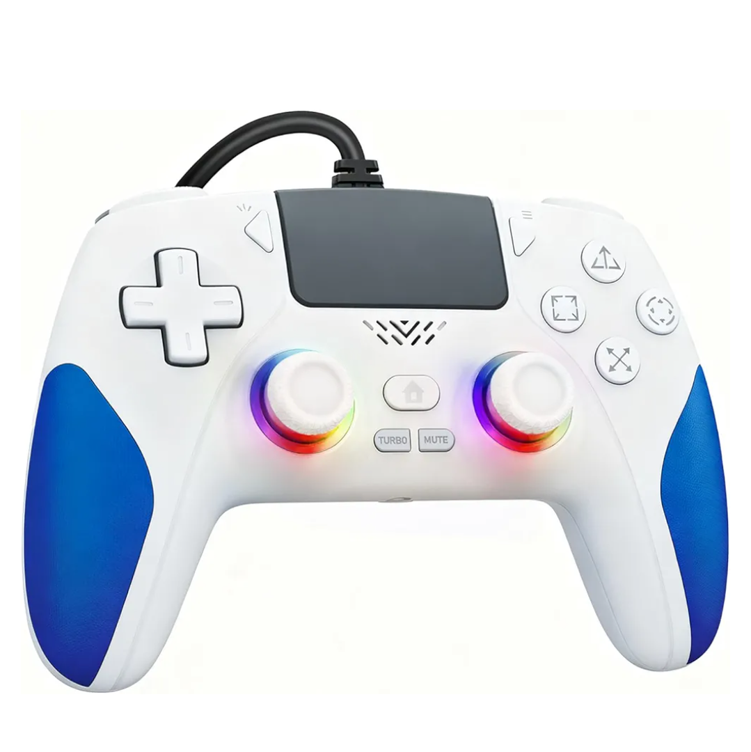 Kamylorus Wired Controller for PS-5/PC, Gaming Controller with Dual Vibration, Programmable/Remap/Turbo/RGB Light, 3.5MM Headphone Jack