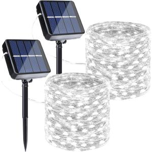Joomer Solar Fairy Lights, 4 Pack Total 80FT 240LED Solar String Lights Outdoor Waterproof 8 Lighting Modes for Patio Fence Party Garden Yard Home Holiday Tree Outdoor Decoration (White)