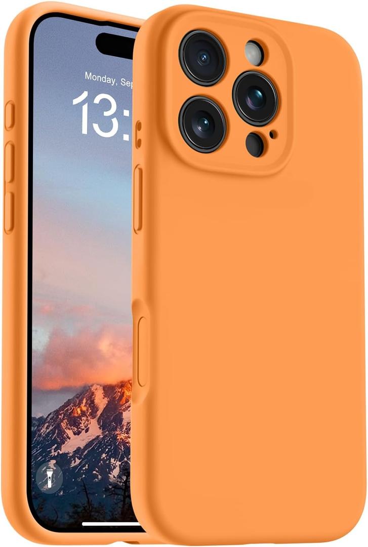 OTOFLY Magnetic for iPhone 16 Pro Case,Compatible with Magsafe,Classic Liquid Silicone Mobile Phone Case,Integrated Camera Control Button,Anti-Scratch Microfiber Lining, Orange