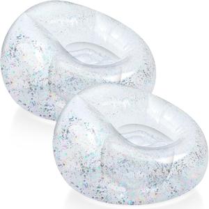 Realspring Inflatable Bean Bag Chair for Adult Bean Bag Sofa Chair Blow up Inflatable Furniture for Outdoor Living Room Bedroom Balcony Travel Party Gift Accessories(Multicolor Glitter,2 Pcs)