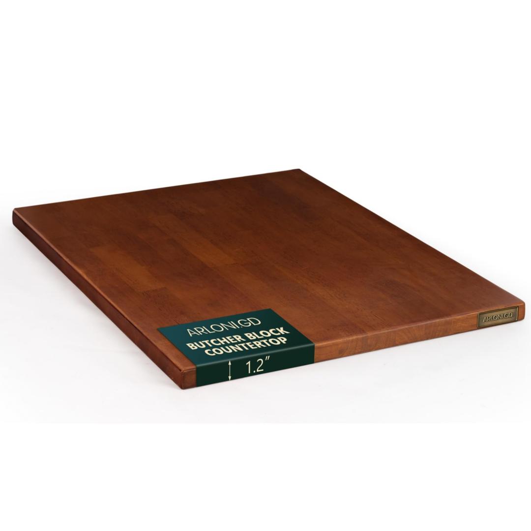 25"×24" Butcher Block Countertop, Walnut Stained Hevea Solid Wood Table Top