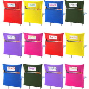 Sanwuta 24 Pack Classroom Chair Pockets, 15 x 17 Inch Book Storage Bags for Chair with Name Slot Students Chairback Pockets for Kindergarten Primary School Home(Multicolor)