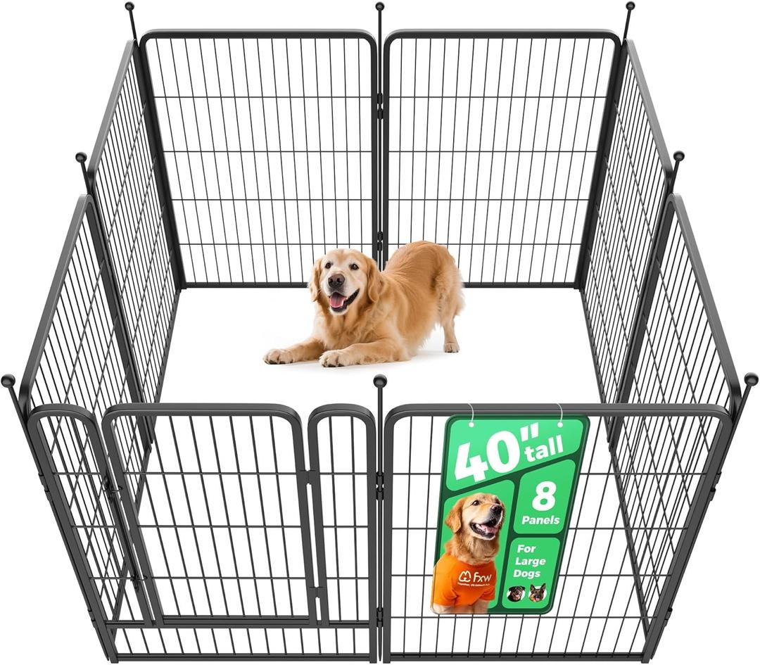 FXW Rollick Unleashed Dog Playpen for Indoor, Yard, RV Camping, 40 inch 8 Panels for Medium and Large Dogs, BlackPatented