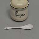 HAOTOP Farmhouse Porcelain Sugar Bowl with Lid and Spoon 12oz,Easy to Clean (Beige)