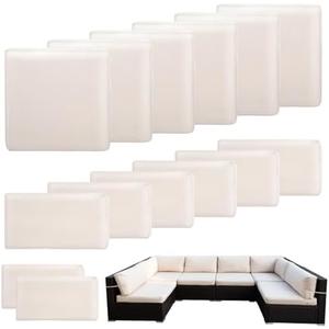 Thankyall 14 Piece Outdoor Patio Cushion Covers Replacement, Couch Cushions Covers with Zippers, Waterproof Patio Furniture Cushion Slipcovers for Couches,Outdoor Patio Furniture (Light Khaki)
