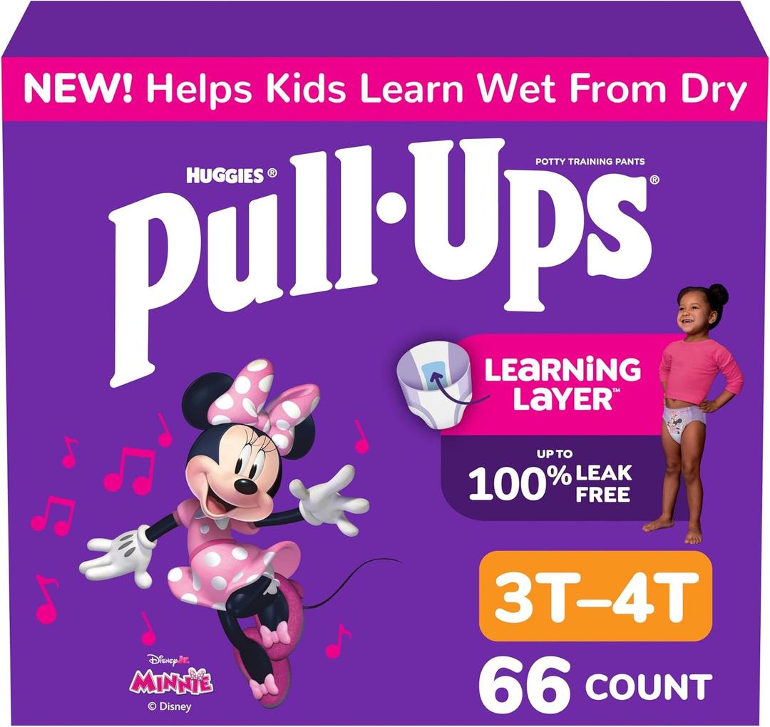 Pull-Ups Girls' Potty Training Pants, Size 3T-4T Training Underwear (32-40 lbs), 66 Count
