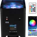 SHEHDS Rechargeable Wireless Stage Light, 6x18W Par Can Lights, RGBWA+UV 6-in-1 with Remote, APP, and DMX512 Control, 8800mAh DJ Light