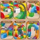 Electric Magnetic Train Track Set, 3D Anti-Gravity Flexible Race Tracks with Motorized Train and Traffic Signs, STEM Building Toy for Kids