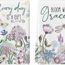 Artoid Mode Hydrangea Lavender Daisy Spring Kitchen Towels Dish Towels, 18x26 Inch Farmhouse Butterfly Floral Decoration Hand Towels Set of 2