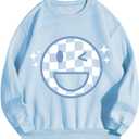 SOLY HUX Women's Crewneck Sweatshirts Pullover Graphic Long Sleeve Shirts Aesthetic Fall Clothes (Blue, S)