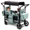 Sekey Wagon Stroller for 2 Kids, Luxury 4-in-1 Stroller Wagon - Premium Quality with Convertible Seats, Adjustable Push Handles, Removable Canopy, Snack Tray & Cooler, US Certified. Green