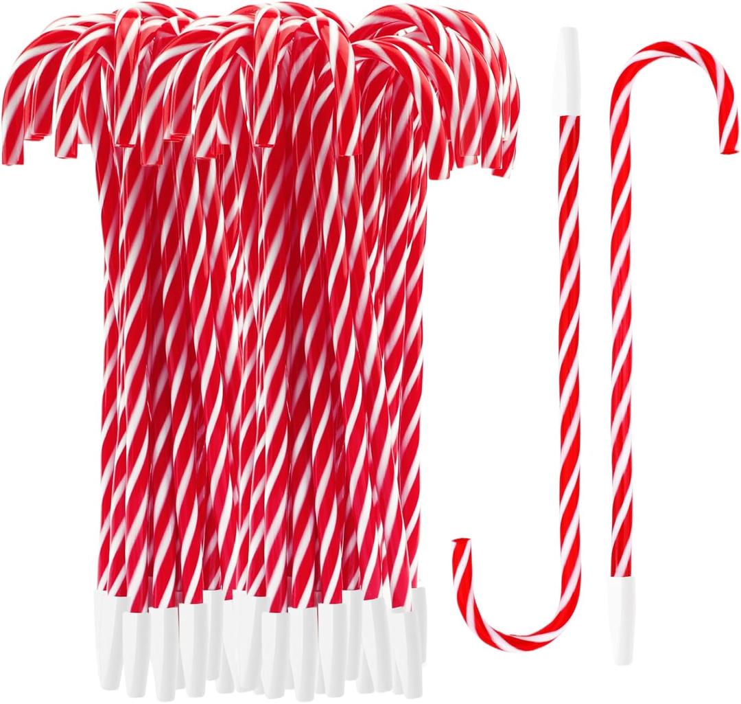 Coopay 48 Pieces Candy Cane Pens Christmas Pens with Black Ink for Christmas Holiday New Years Home Decor Party Gift, 7.5 Inches (Red & White Stripes)