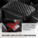 Thickened Car Center Console Cover with Side Pockets & Diamond Lattice Design,Comfortable Arm Rest Cover for Car to Relieve Your Elbow Fatigue,Upgraded Armrest Covers for Cars