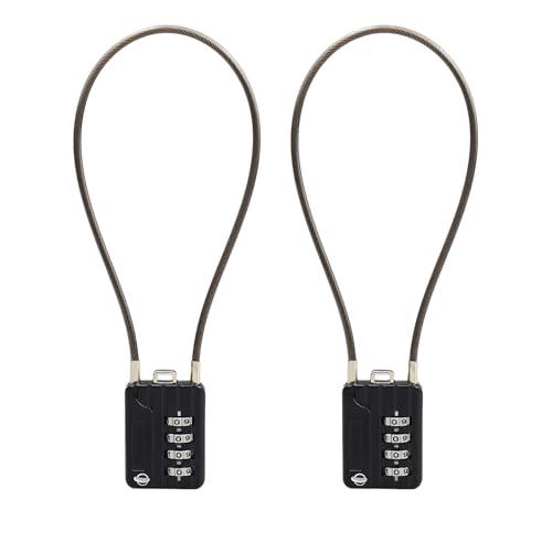 SISAV 4 Digit Cable Combination Locks 12 inches Cable for School Gym Locker,Helmet,Filing Cabinets,Toolbox,Luggage Suitcase,knapsack,Cable 3mm Diameter,Black(2 Pack)
