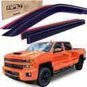 Outside-Mount Rain Guards Window Visors for 2014-2018 Chevrolet Silverado & GMC Sierra 1500,2015-2019 Silverado & Sierra 2500 & 3500 Crew Cab Truck Accessories Dark Smoke 4pcs with Thicker (MediumFull-Size)