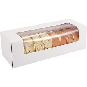 24-Pack 12" x 4" x 3.5" Roll Cake Boxes, Loaf Pumpkin Roll Boxes, White Bakery Boxes with Window, Auto-Popup Pastry Boxes