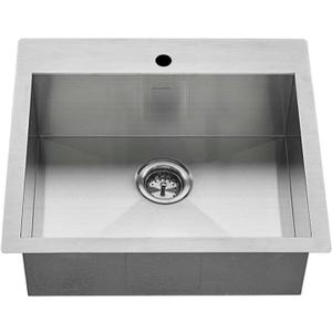 American Standard 18SB.9252211.075 Edgewater Zero Radius Dual Mount 25x22 single Bowlwithgrid & Drain, Stainless Steel