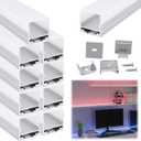 Muzata 10Pack 3.3FT/1M Spotless LED Channel No Hot Spots Silver Aluminum LED Strip Diffuser Channel with Milky White Cover U116 WW 1M