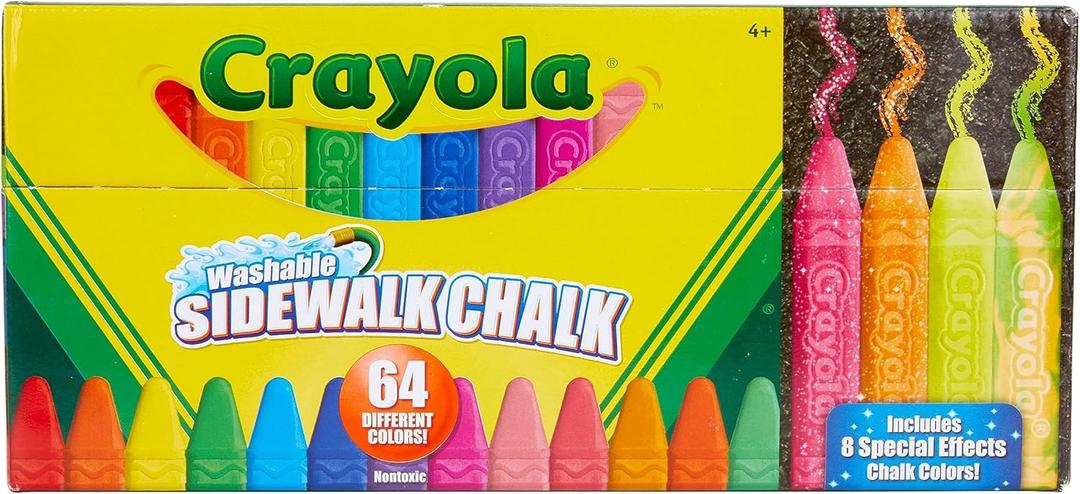 Crayola Ultimate Washable Chalk Collection (64ct), Bulk Outdoor Sidewalk Chalk for Kids, Outdoor Activities & Spring Crafts, Gifts for Kids (64 Count (Pack of 1)