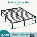 OLIXIS 14In Metal Queen Bed Frame with Storage Space, No Box Spring Needed with Sturdy Steel Slat Support, Heavy Duty and Easy Assembly, Platform Bed for Bedroom, Black