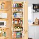 Delamu Large Over the Door Pantry Organizer, 6-Tier Metal Pantry Door Organization and Storage for Easy Install, Hanging Spice Rack Seasoning Shelves for Cabinet & Kitchen, D6.7xW17.5xH53.7 in, White