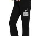 Women's Maternity Scrub Pants Wide Leg Cargo Pants Over The Belly Stretchy Workwear Pregnancy Trousers for Nurse (XX-Large, Black)