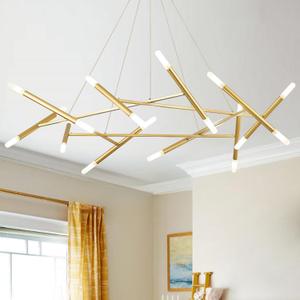 Gold Chandelier Light Fixture, 56" Round Dining Room Chandelier Over Table 20 Light Geometric Modern Chandeliers Mid-Century Hanging Light Fixture for Foyer Living Room Master Bedroom, G9