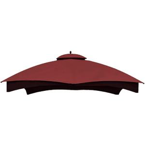 Hugline Outdoor Replacement Canopy Top Double Tier Gazebo Roof Cover for Lowe's Allen Roth 10x12 Gazebo #GF-12S004B-1 (Burgundy)