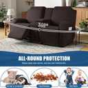 TAOCOCO Reclining Loveseat with Middle Console Slipcover, 4 Piece Polyester Fabric Stretch Loveseat Reclining Sofa Covers (Coffee, 2 Seat Recliner Cover with Console)