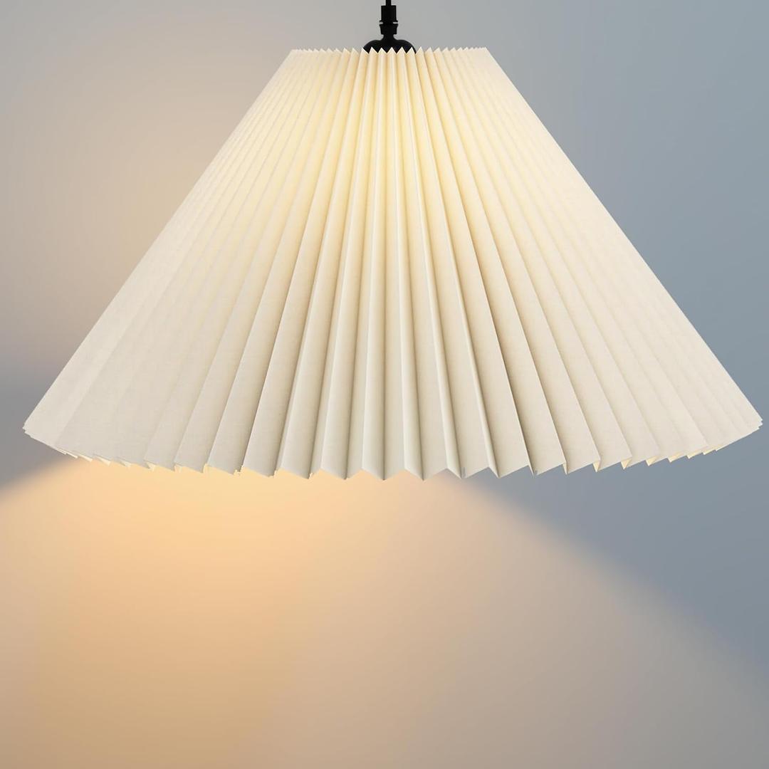 Large Pleated Lamp Shade for Arc/Arched Floor Lamps Replacement spider lampshade 5.9"Top X 21.5"Bottom X 13.8"High-Cream