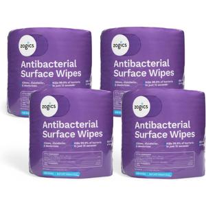 Zogics Antibacterial Wipes  Disinfecting Wipes for Sanitizing and Cleaning Surfaces and Equipment, EPA Registered Antibacterial Cleaning Wipes (3,200 Count  4 Rolls of 800 Wipes)