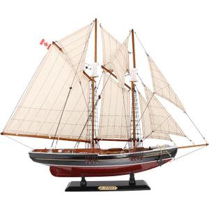 NAUTIMALL 26" Wooden Sailboat Model Sailing Yacht Bluenose Schooner Ship Scale Replica Nautical Home Decor Display Collection Watercraft (26")