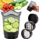 Fruit Slicer Cup, Strawberry Slicer with Stainless Blades, Detachable Fruit Slicers with Push Plate, Strawberry Cutter for Banana, Cucumber, Grape, Egg, Kitchen Gadgets